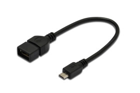 Kabel połączeniowy USB 2.0 OTG Typ microUSB B/USB A, M/Ż czarny 0,2m AK-300309-002-S