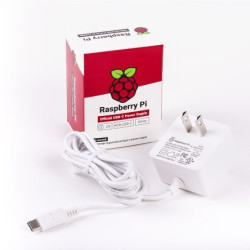 Raspberry Pi Official Power Supply 15.3W USB-C with 1.5M Cable - US Plug 5.1V 3A White
