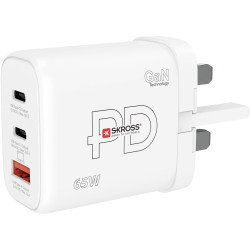 Skross SKCH001165WPDUKCN Power Charger 65W PD GaN White 1x USB-A 2x USB-C