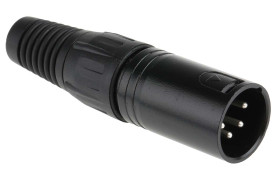 Złącze XLR 4 -pinowe Montaż na kablu Męski Czarny