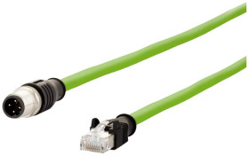 kabel LAN Metz Connect 142M4D15020, 1 szt., M12, CAT 5e, S/UTP, 2.00 m, zielony