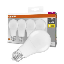 4PAK Żarówka LED E27 A60 8,5W = 60W 806lm 2700K Ciepła 300 OSRAM Base