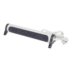 HELMO Przedłużacz premium obrotowy 4x2P+Z z ogranicznikiem przepięć z przewodem 1.5m 3x1.0 mm2 biały/grafitowy 049415