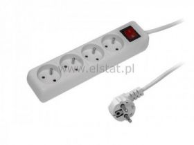 Przedłużacz 4GN 3m + 0 + przeł. biały 3x1,5mm2