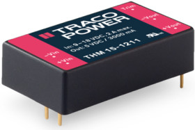 DC converter, 18-36 VDC, 15 W, 2 outputs, ±12 VDC, 90 % efficiency, THM 15-2422