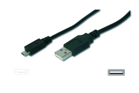 Kabel połączeniowy microUSB 2.0 Typ USB A/microUSB B, M/M czarny 1m AK-300127-010-S