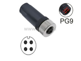 Złącze proste żeńskie; 4P; przykręcane; PG9