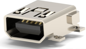USB-Mini-A/B socket, 5 pole, USB 2.0, PCB connection, 1734328-1