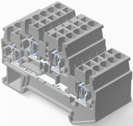 Terminal block, quick connection, 0.08-2.5 mm², 2 pole, 20 A, 6 kV, gray, 2271558-1