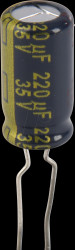 EEUFC1V221LB Electrolytic capacitor, radial, 220 µF, 35 V, 105°C, low ESR, AE