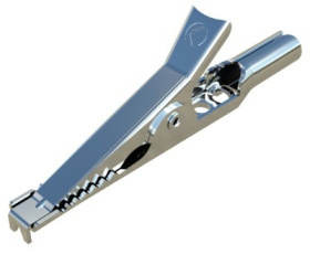 Alligator clip, silver, max. 10 mm, L 49 mm, CAT O, socket 4 mm, 930122000
