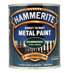 Hammerite 5092823 Direct to Rust Hammered Finish Metal Paint Dark Green 750ml