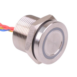 PBAR9AFB000A0S APEM Red LED 5VDC Momentary NO 19mm Piezo Switch Prewired IP68