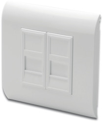 Front panel for Keystone module, 2 x RJ45, (W x H x D) 85 x 85 x 15 mm, white, DN-93802