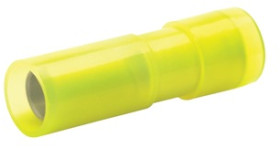 Insulated round plug sleeve, 5 mm, 4.0 to 6.0 mm², AWG 12 to 10, bronze, tin-plated, yellow, 950V