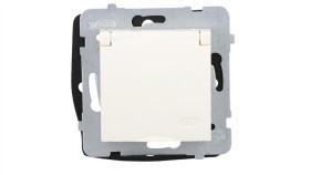 Aria Gniazdo Bryzgoszczelne Z/U Ip44 Wieczko Kolor Ecru Gph-1Uz/M/27/W