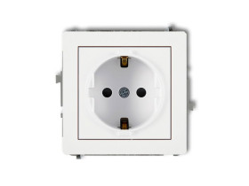 MINI Gniazdo pojedyncze z uziemieniem schuko (przesłony torów prądowych) biały MGP-1sp KARLIK