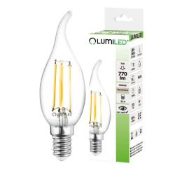 Żarówka LED Płomyk BA35 E14 7W 770lm 4000K Neutralna 360 Filament LUMILED