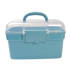Organizer Plastikowy Z Rączką I Klipsem - 20,5x14x15 cm - Pojemnik Miętowy