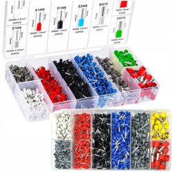 ZESTAW TULEJEK DO ZACISKANIA KONEKTORÓW KOŃCÓWEK KABLI BOX 1200 ELEMENTÓW