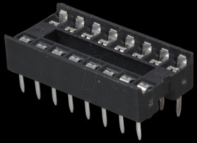 IC socket, 16-pin, double spring contact