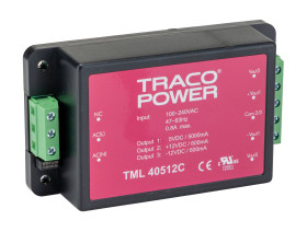 Zasilacz impulsowy nap. wyjściowe: 5 V dc, ±12 V dc 40W 5 A, 600mA 3 -wyjścia nap. wejściowe: 100 → 375 V dc, 90