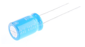 Kondensator 220μF 35V dc Radialny, Otwór przelotowy Nichicon roztaw: 5mm 10 (Dia.) x 16mm