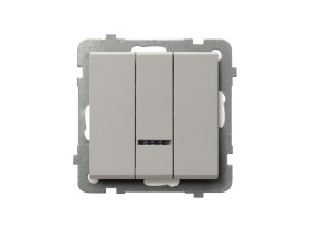 SONATA Wyłącznik potrójny z podświetleniem niebieskim kaszmirowy ŁP-13RS/m/82 OSPEL