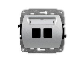 TREND Gniazdo multimedialne podwójne bez modułu (standard Keystone) srebrny metalik 7GM-2P KARLIK