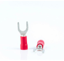 Insulated forked cable lug, 0.5-1.5 mm², AWG 22 to 16, red, BYB-4-07F5023