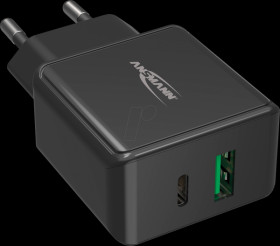 1001-0109 USB-C(-PD) charger, 18 W, 5 - 12 V, 3000 mA, 2 ports, black