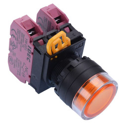 YW1L-AF2E02Q0A Amber 22mm Maintained Shrouded Push Button Switch 2NC IP65 IDEC
