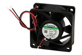 Wentylator; PMD2406PTVX-A.U.GN; 60x60x25mm; kulkowe; 24V; DC; 5W; 67,95m3/h; 45dB; 207mA; 6900RPM; 2 przewody; Sunon; RoHS; 300m