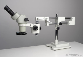 Mikroskop stereo ze statywem dwuramiennym i oświetleniem LED - powiększenie 10x-44x