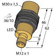 Turck Czujnik indukcyjny nie podtynkowy NPN, zamknięty NI20U-S30-AN6X-H1141