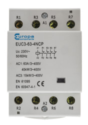 Stycznik 230 V AC Europa styki: 4 40 kW 63 A 4NC Śruba EUC3-63-4NCP