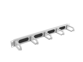 Organizer kabli 19 1U z 5 uchwytami typ B + panel szczotkowany szary AK-1203-S