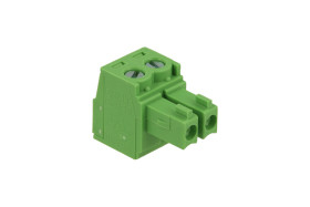 Łączówka; EC381V-02P; 2 tory; R=3,81mm; 11,1mm; 8A; 300V; na panel; kątowe 90°; otwór kwadratowy; śruba prosta; śrubowy; pionowy