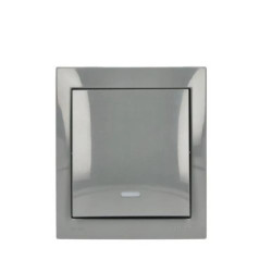 Simon Aquaclick Łącznik schodowy natynkowy z podświetleniem, IP44, 10AX, 250V, zaciski śrubowe ciemnoszary ACW6L/18