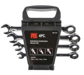 Zestaw narzędzi nastawnych Zestaw kluczy zapadkowych RS PRO 10 → 15 mm 4 szt. Stal chromowo-wanadowa