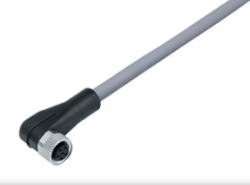 Sensor actuator cable, M8-cable socket, angled to open end, 4 pole, 2 m, PVC, gray, 4 A, 79 3384 42 04