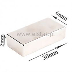 Magnes neodymowy prostokątny 30x6x2mm