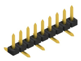 Pin header, 9 pole, pitch 2 mm, angled, black, 10063276