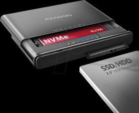 ADSA-CC External M.2 NVMe + 2.5" SATA enclosure, cloning function, USB 3