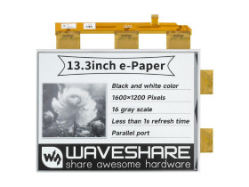 Waveshare 13.3inch e-Paper e-Ink Raw Display, 1600×1200, Black / White, 16 Grey Scales, Parallel Port, Without PCB