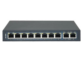 Switch PoE Desktop 10x port RJ45 (8x PoE+ Fast Ethernet 100Mb/s i 2x Uplink Gigabit Ethernet ) przełącznik niezarządzalny AVIZIO