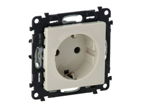 VALENA LIFE Gniazdo pojedyncze z uziemieniem schuko z przesłoną i automatycznymi zaciskami sprężynowymi kremowe 753220 LEGRAND