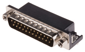 Złącze D-Sub 25-pinowe Męski Kąt Proste Przewlekany raster 2.77mm Złoto