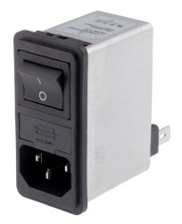 Gniazdo zasilające IEC z filtrem przeciwzakłóceniowym 2A 50 → 400Hz C14 5 x 20mm 250 V AC