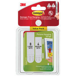 3M 17209 Picture Hanging Strips Set, Medium &amp; Large (Pack 12)